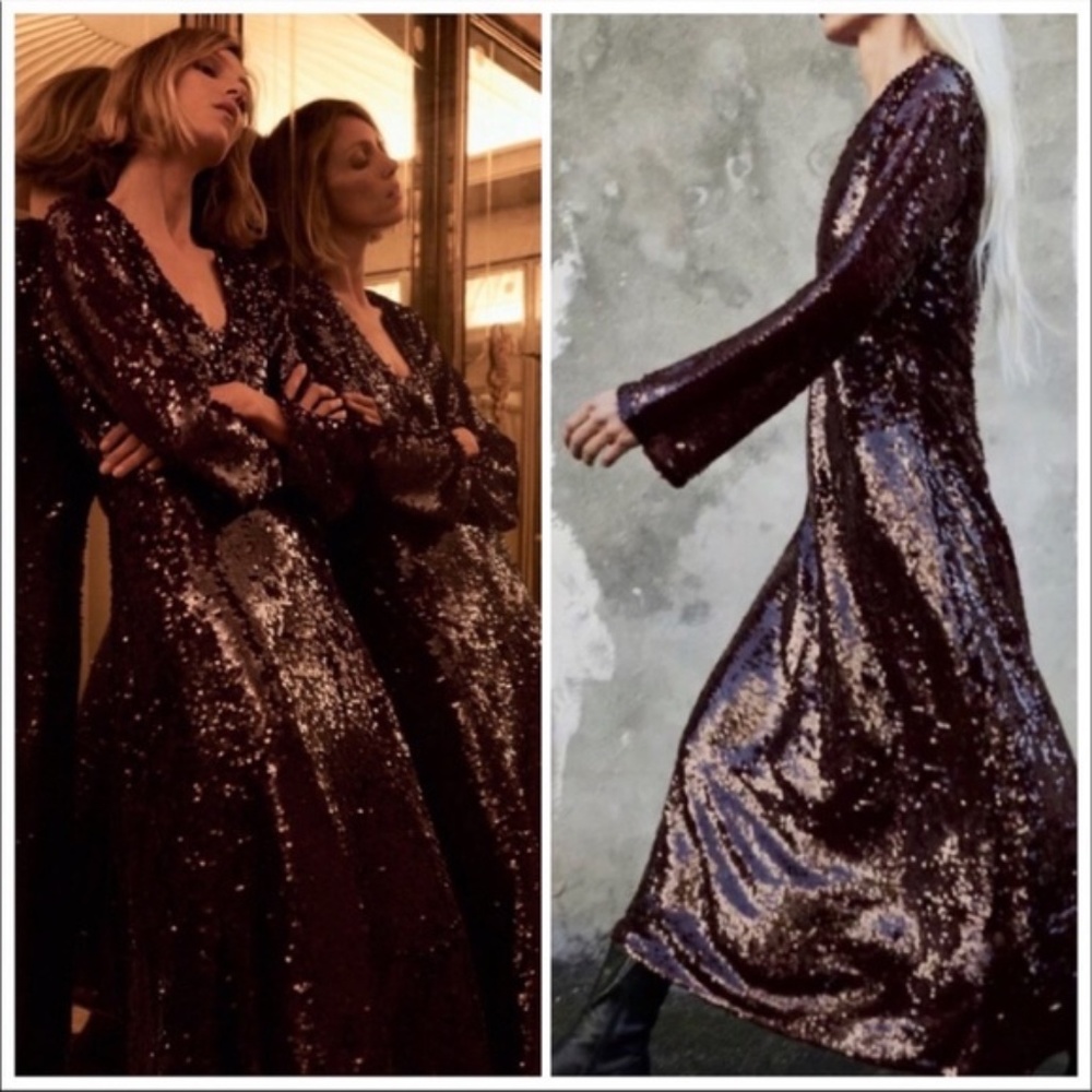 Sequin Maxi Dress - Black